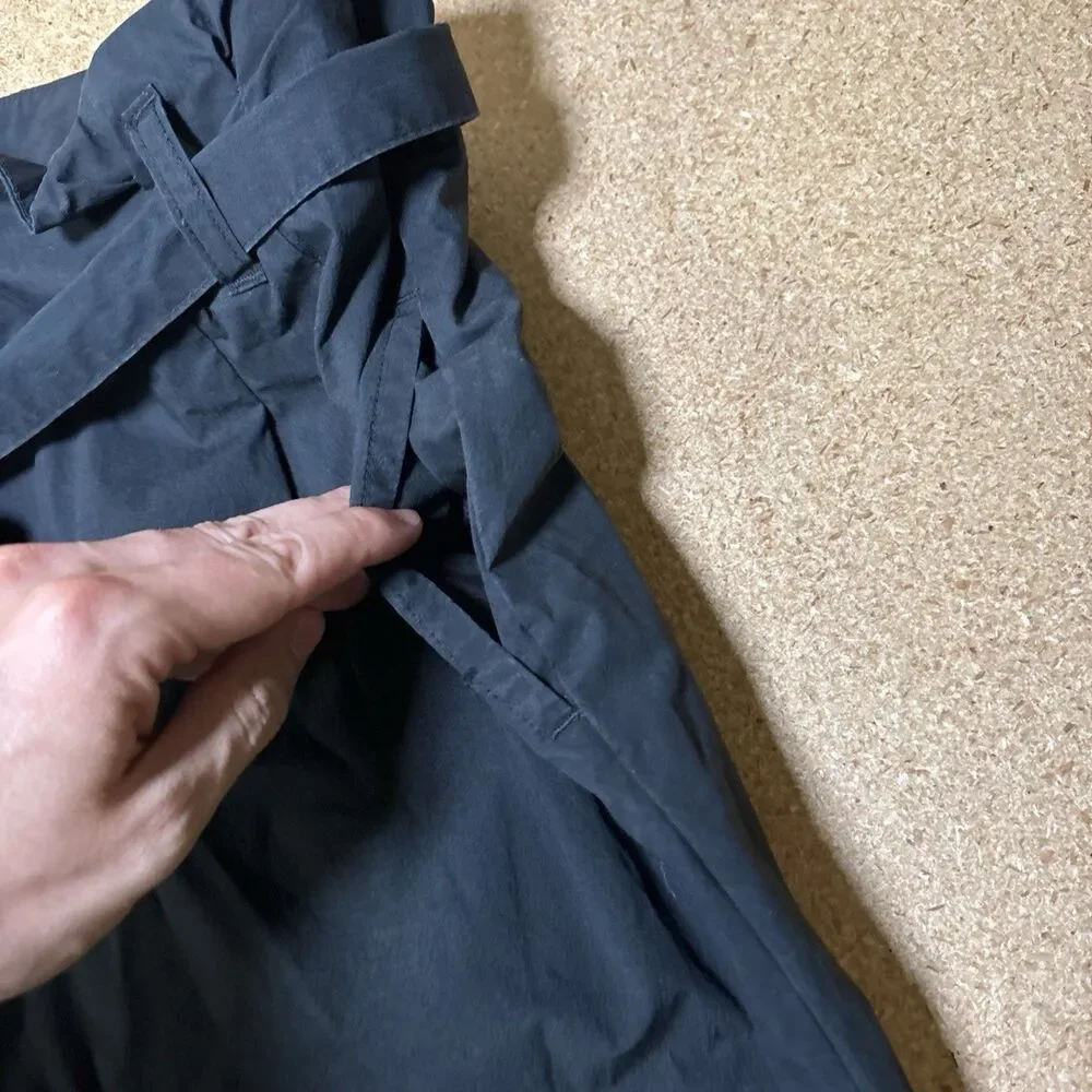 Women's J.Crew Tapered Paper Bag Pants Black Size 8 Office H1